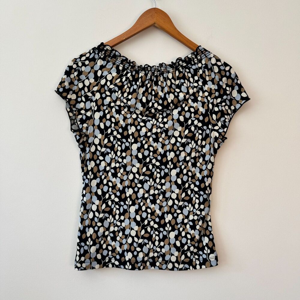 BCBGMaxazria Ruffled V-Neck Smocked Top Size Medium - Picture 4 of 7